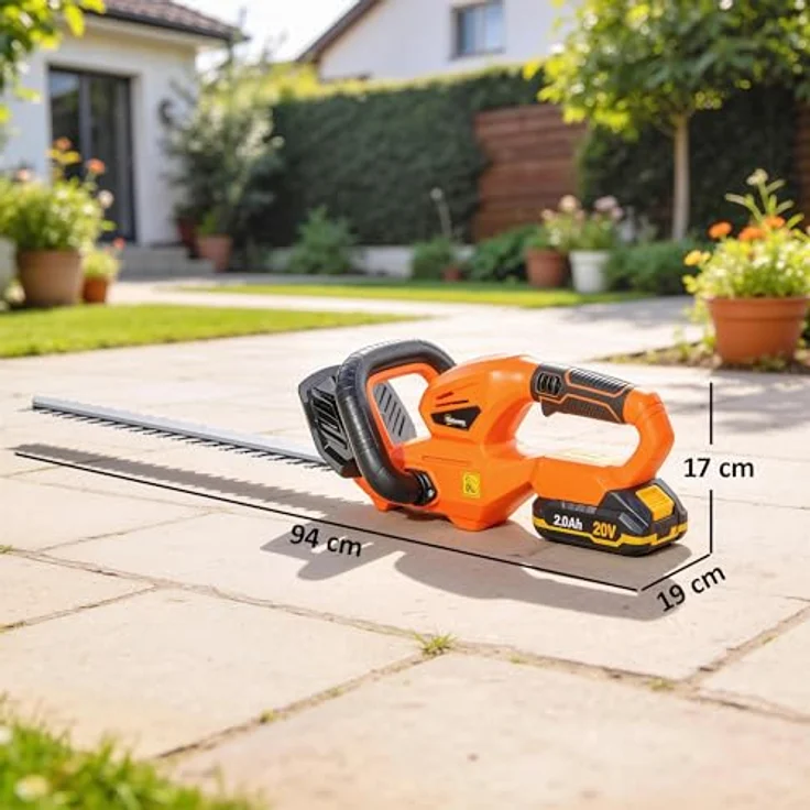 Outsunny Elektro Heckenschere, Akku Elektrischer Heckenschneider mit 100 W Motor, 51 cm doppelseitige Klinge, Orange, inkl. 2000-mAh-Akku und Ladegerät – Bild 7