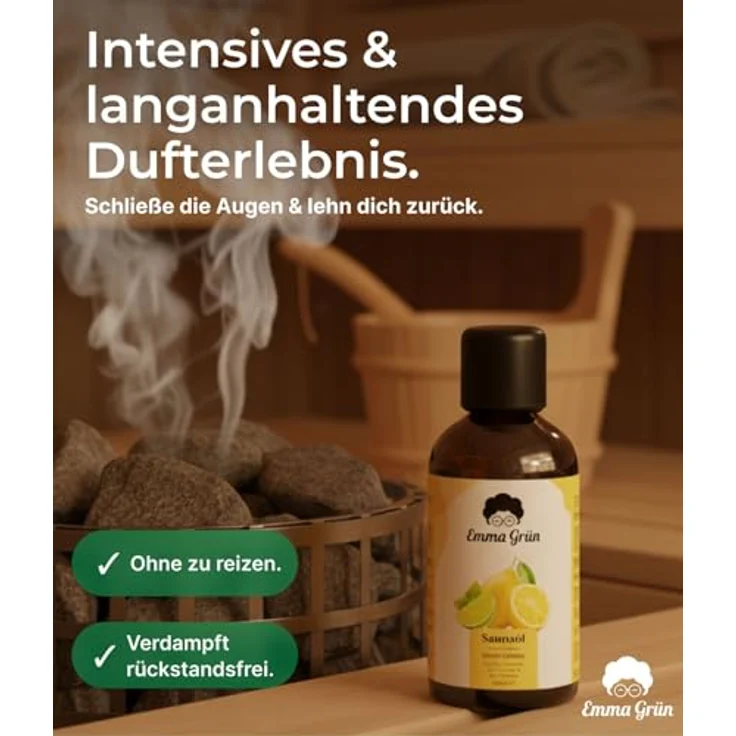 Emma Grün® Saunaaufguss Bio 100ml, Citrus Aufgussmittel mit ätherischen Bio-Zitrusölen, fruchtig-frischer Duft aus Orange, Zitrone & Limette – Bild 5