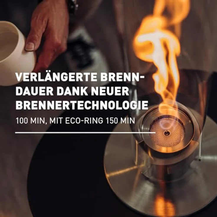 höfats - Spin 1200 Silber NEUES Modell mit verlängerter Brenndauer Dank innovativer Brenntechnologie - flüssig Bioethanolkamin, Edelstahl Tischfeuer, wärmender Tischkamin für Indoor und Outdoor – Bild 3