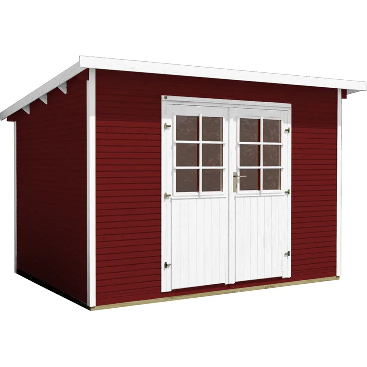 WEKA HOLZBAU Gartenhaus 219 Gr. 2, rot, 28 mm Blockbohlen, 295 x 240 cm, mit Doppeltür und Profilzylinderschloss