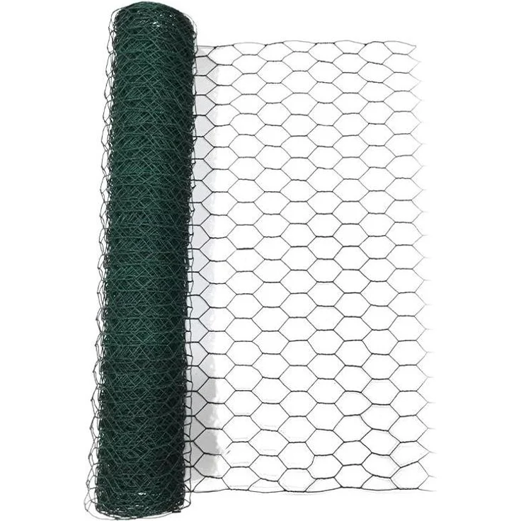 Powertec Garden Drahtgitter PVC-ummantelt, HEXAGONAL, 2er Set, 5 m x 0,5 m, grün, stabil mit 25 mm Maschenweite