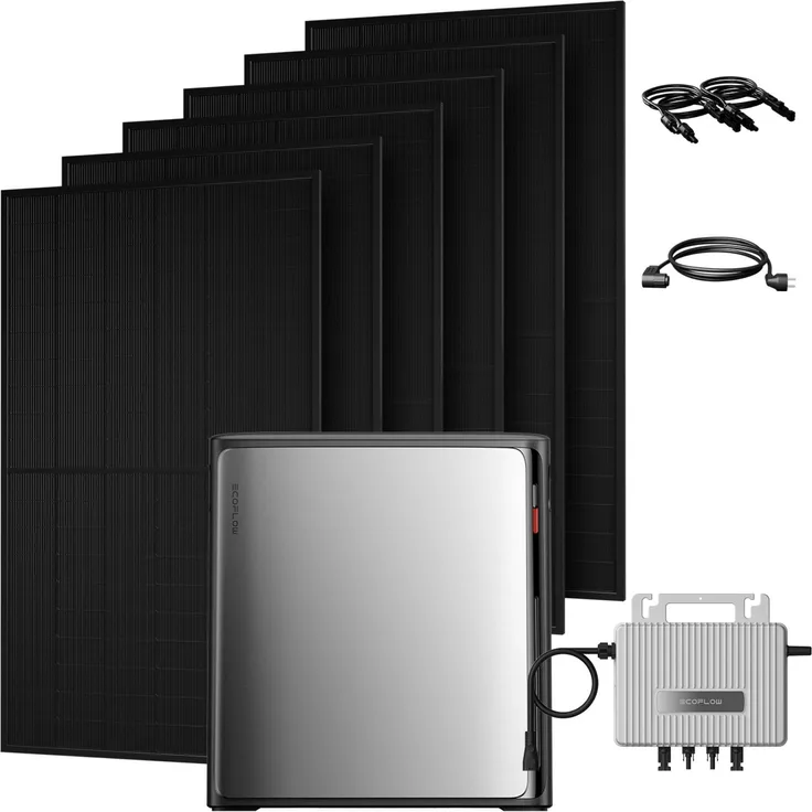 Powerness Balkonkraftwerk Set, 3,84 kWh Speicher, Ecoflow Stream Ultra X, 3000W Bifazial Solarmodule, 800W Mikrowechselrichter, Plug & Play 