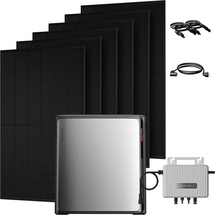 Powerness Balkonkraftwerk Set, 3,84 kWh Speicher, Ecoflow Stream Ultra X, 3000W Bifazial Solarmodule, 800W Mikrowechselrichter, Plug & Play 