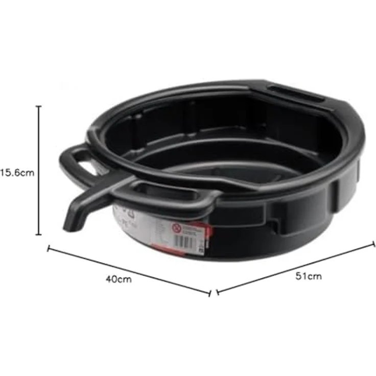 YATO Ölablasswanne PE, 10 L mit Ausgießer und Schwallrand, säurebeständig, Ø 37 cm – Bild 5