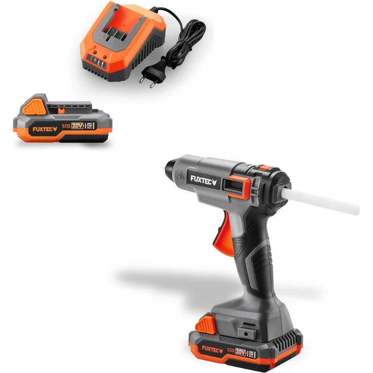FUXTEC Heißklebepistole FX-E1GG20SET, kabellose 20V Akku Heißklebepistole mit LED-Lampe – Bild 1