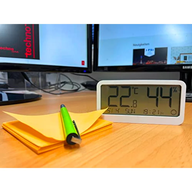 TECHNOLINE WS 9455 Thermo-Hygro-Station, weißes Thermometer-Hygrometer mit Datums- und Wochentagsanzeige, MIN/MAX-Speicher, Wandmontage möglich – Bild 2