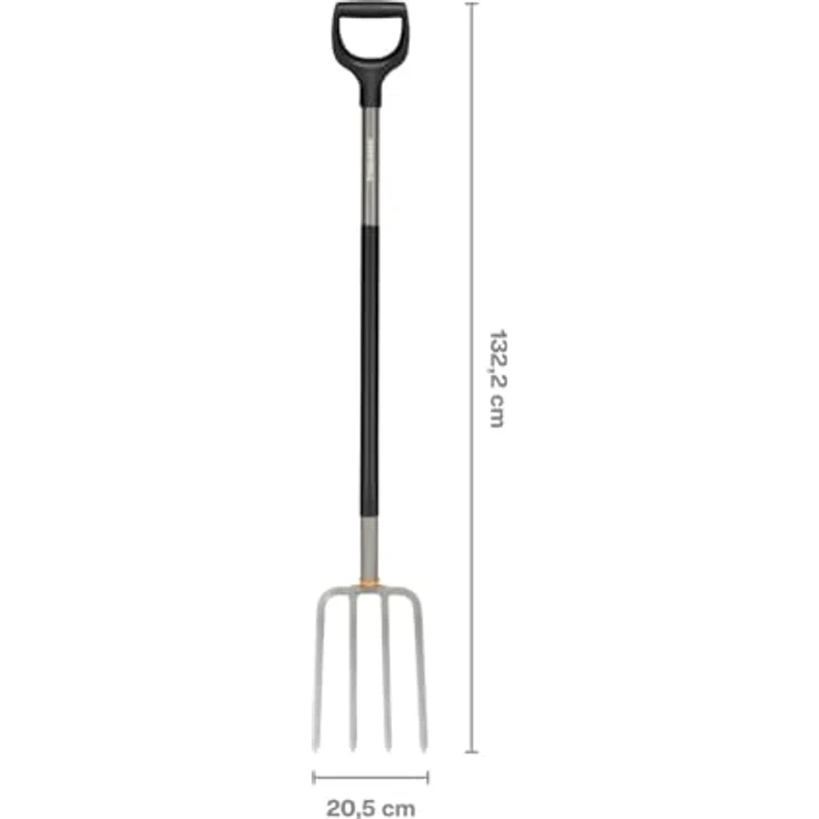 Fiskars Ergonomic Spatengabel, 132 cm, 4 Zinken aus hochwertigem Borstahl, Grau/Schwarz für harte, steinige Böden – Bild 3