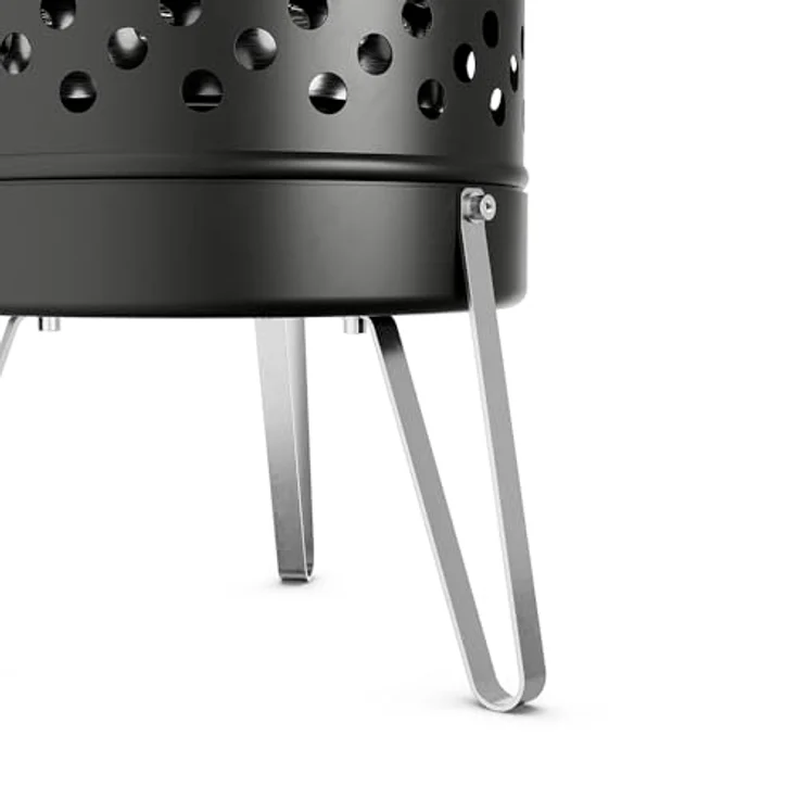 Petromax Feuertonne Pyron Black | Raucharmes Feuer mit Sekundärverbrennung aus Edelstahl, inkl. Ascheschale & Standbeinen, erweiterbar zur Plancha für Garten & Terrasse – Bild 2