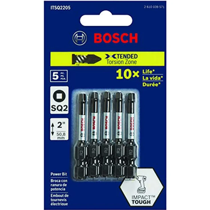 Bosch Impact Tough Square #2 Einsatz Bits, ITSQ2205, 5er-Pack - einseitig, 2 Length – Bild 2