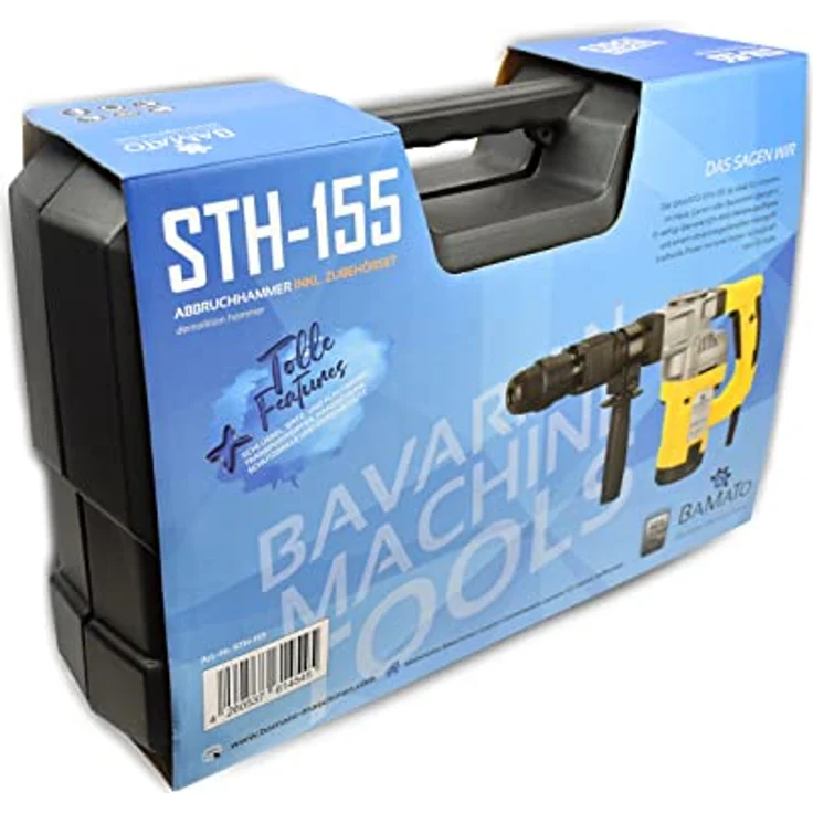 BAMATO Stemmhammer / Abbruchhammer STH-155, 1300 W, 20 Joule Schlagkraft, SDS-Max Werkzeugaufnahme, SOFT-Grip – Bild 3