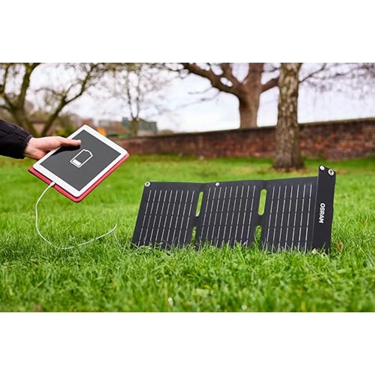 OSRAM BATTERYcharge SOLAR 20W, Faltbares Monokristallines Solarmodul mit USB-Anschluss für mobiles Laden, Wasserfest und robust – Bild 4