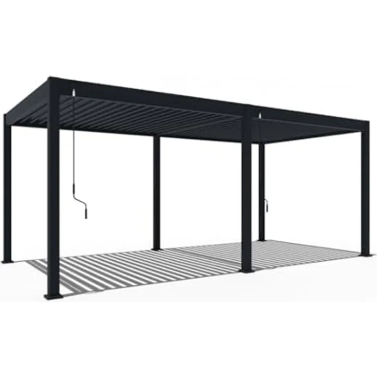 Weide SONNENSCHUTZ Weide Deluxe | Voll-Alu Pavillon | 3 x 6 M | Lamellendach anthrazit | Pergola freistehend