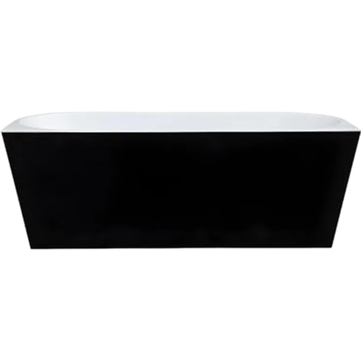 Vente-unique Halb freistehende Badewanne 245L Acryl Schwarz glänzend Divina – Bild 4