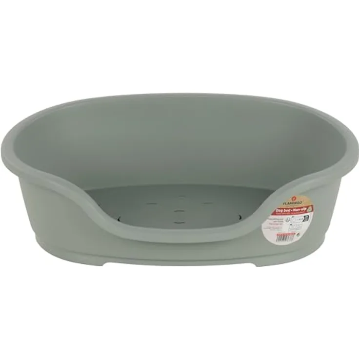 Flamingo Hundebett Tuck, Oval Grün, Größe M (70 × 47 × 22 cm), Praktisch, Stilvoll & Leicht zu Reinigen
