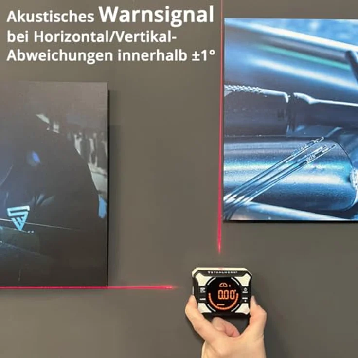 STAHLWERK DAG-360 ST Digitaler Laser Winkelmesser mit Wasserwaage, 0°-360° Neigungsmesser, integrierte Magnete, 8,6 cm – Bild 2