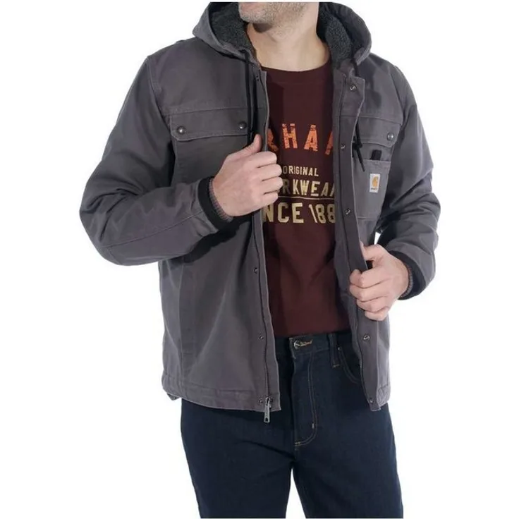 Carhartt Fleecejacke Bartlett grau, Strapazierfähige Arbeitsjacke für Männer