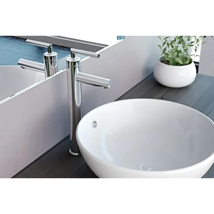 NEG Aufsatzwaschbecken Uno20A (rund) (weiß) - Sanitärkeramik mit Nano-Beschichtung, Überlauf, 430 x 170mm (Durchmesser x Höhe) – Bild 4