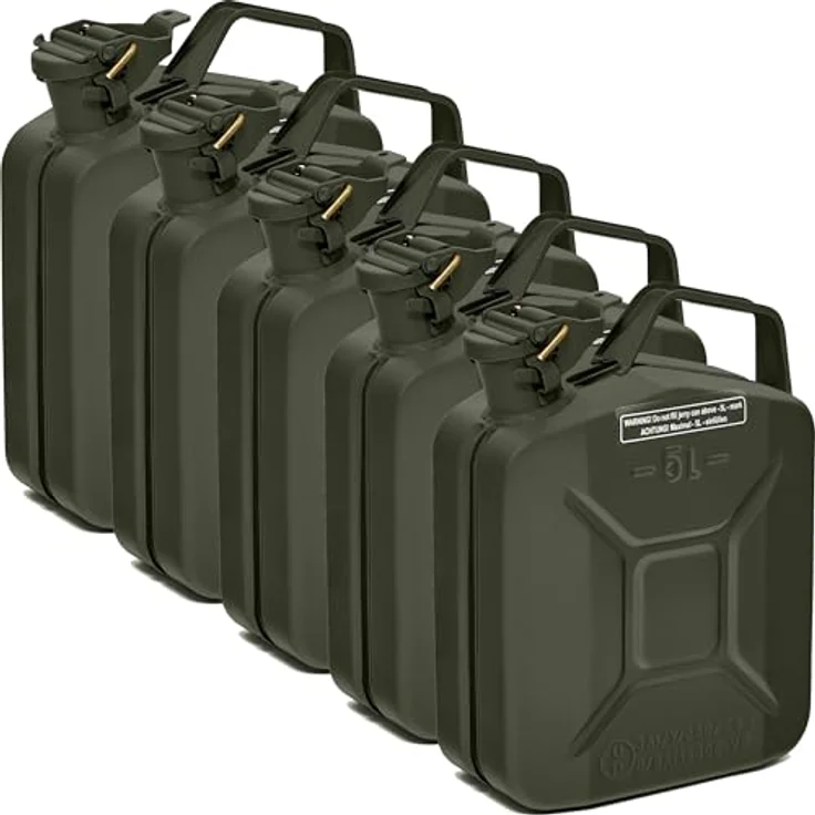 BW® Benzinkanister Metall 5L, Kraftstoffkanister Bronzegrün RAL 6031-F9, TÜV-geprüft, UN-zugelassen, 0,8mm Stahl für Benzin Diesel E10 2-Takt – Bild 1