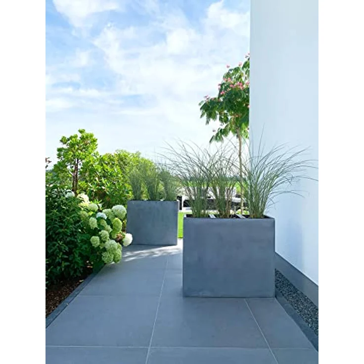 VIVANNO Pflanzkübel Fiberglas ELEMENTO Kasten - Grau Beton-Design, wetterfest, 88x30x75 cm – Bild 6