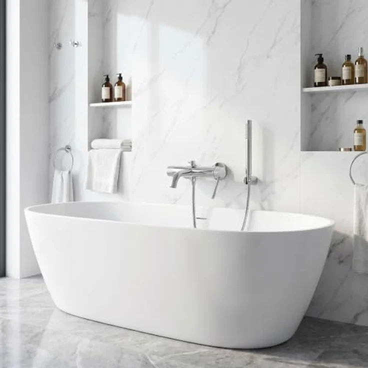 wohnwerk.idee Wannenarmatur Badewanne Armatur Wasserhahn Dusche inkl. Handbrause, Gold Matt, Chrom, Kupfer Matt - Moderne Duschinstallation mit Keramikkartusche und integriertem Perlator – Bild 4