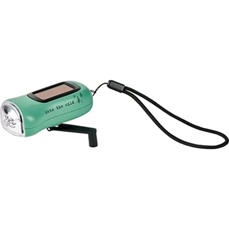 moses. Fernweh Dynamo-Solar-Taschenlampe, wiederaufladbare Akku-Taschenlampe mit Handkurbel und Solarpanel, Kurbeltaschenlampe mit 3 hellen LEDs und Handschlaufe