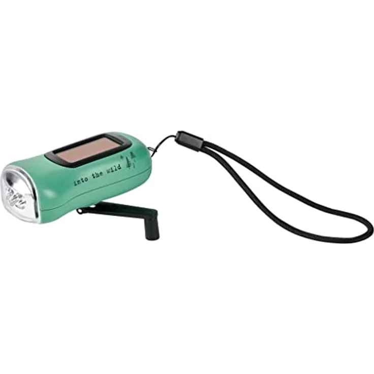 moses. Fernweh Dynamo-Solar-Taschenlampe, wiederaufladbare Akku-Taschenlampe mit Handkurbel und Solarpanel, Kurbeltaschenlampe mit 3 hellen LEDs und Handschlaufe – Bild 1