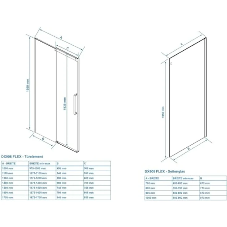 Bernstein Eckdusche DX906 FLEX, Schiebetür mit Soft-Close, 8 mm Nano Echtglas, Chrom, wählbare Breite – Bild 7