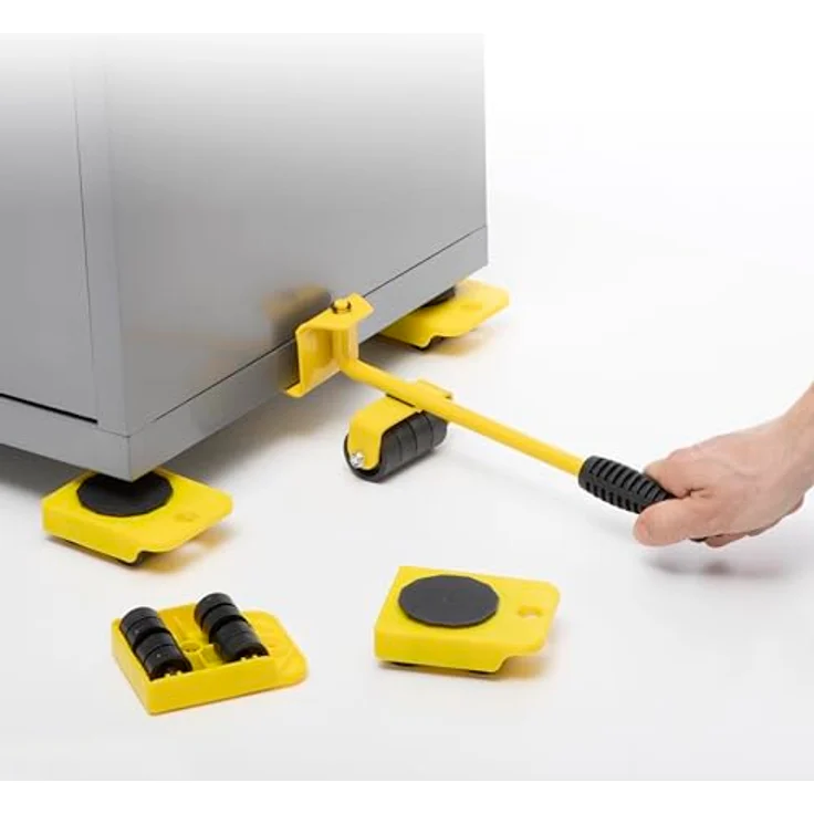 InnovaGoods - Hebe- und Transportwerkzeug HeavEasy, 5 Stücke, Bis zu 200 kg Tragkraft, Ergonomisch und Robust, Gelb und Schwarz – Bild 3