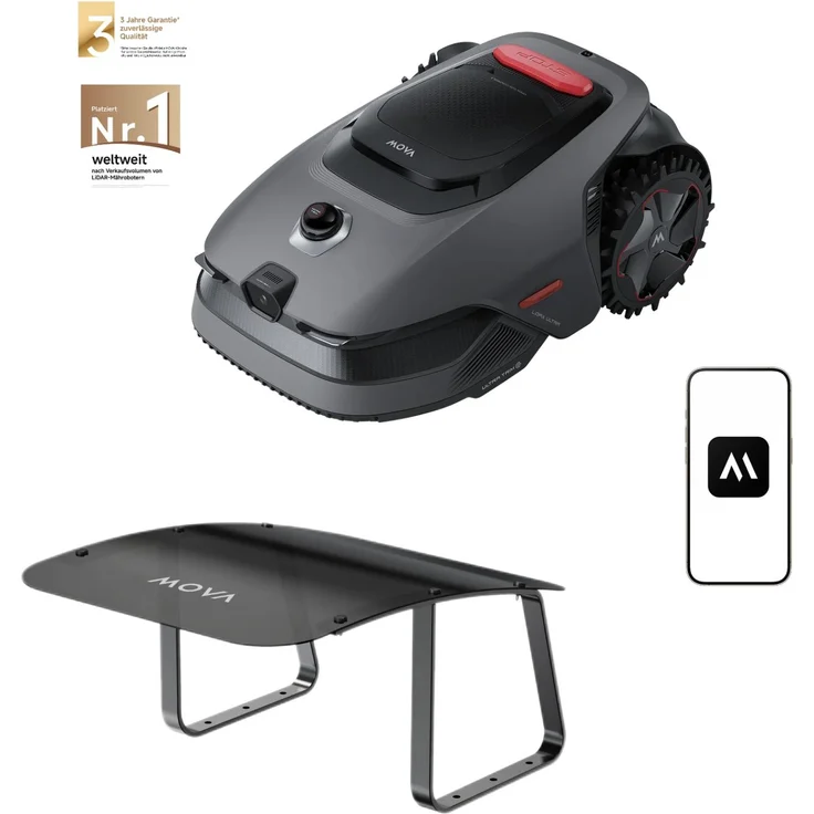 MOVA LiDAX Ultra 800 Mähroboter – 3D-LiDAR & AI Vision, präzise Navigation für Flächen bis 800 m², inkl. Sonnendach