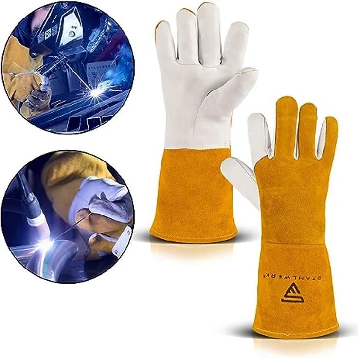 STAHLWERK Schweißerhandschuhe Schutzkleidung Echtleder für WIG / TIG / MIG / MAG / MMA / Plasma – Bild 3