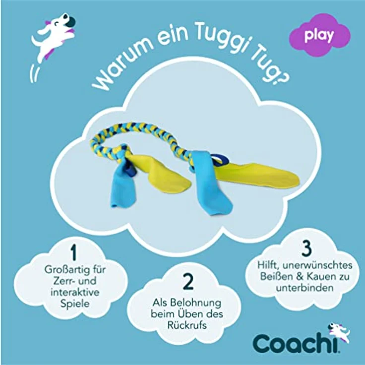 Company of Animals Coachi Tuggi Tug, robustes Zerrspielzeug für Hunde, ideal für Rückruftraining und Agility – Bild 4