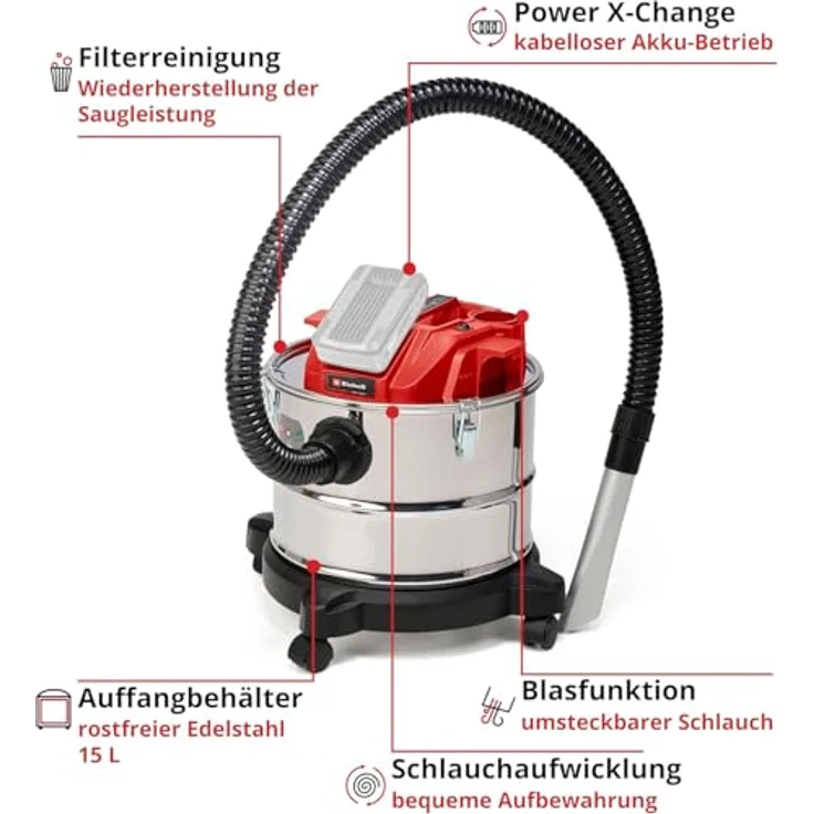 Einhell 18 V Akku-Aschesauger TE-AV 18/15 Li C Power X-Change, Solo-Gerät – Bild 3