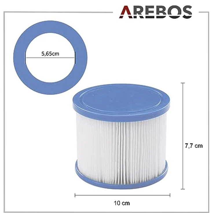 AREBOS 6x Ersatz Filterkartuschen für Spa Whirlpools, hohe Filtrationseffizienz, waschbar, langlebig, weiß – Bild 4