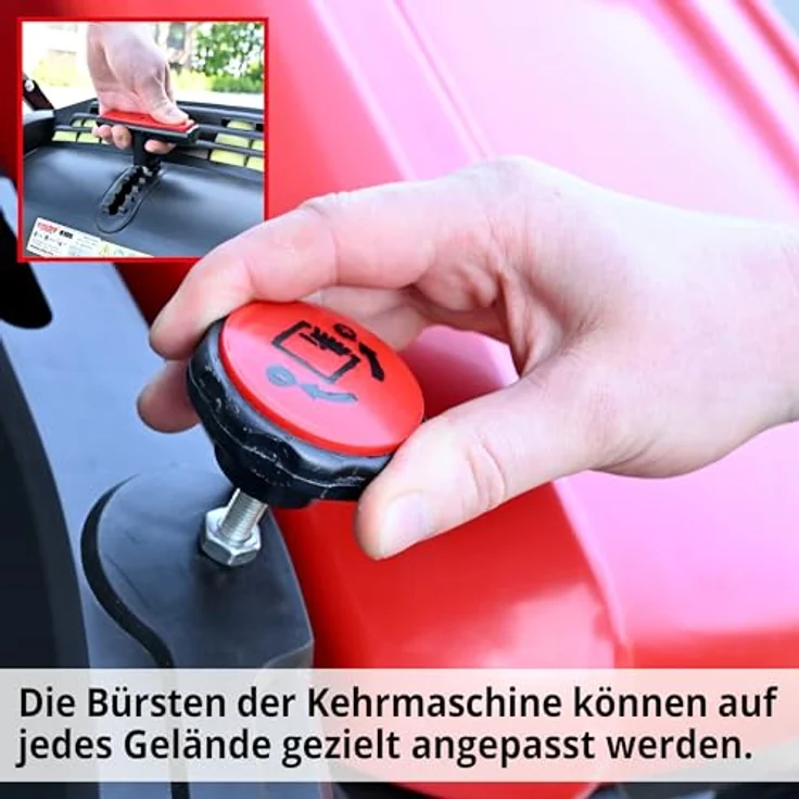 Hecht Handkehrmaschine 8105, 105 cm Arbeitsbreite, 2 x Ø 350 mm Bürsten, 48L Behälter, 3800 qm/h Flächenleistung, ergonomischer Führungsholm – Bild 5