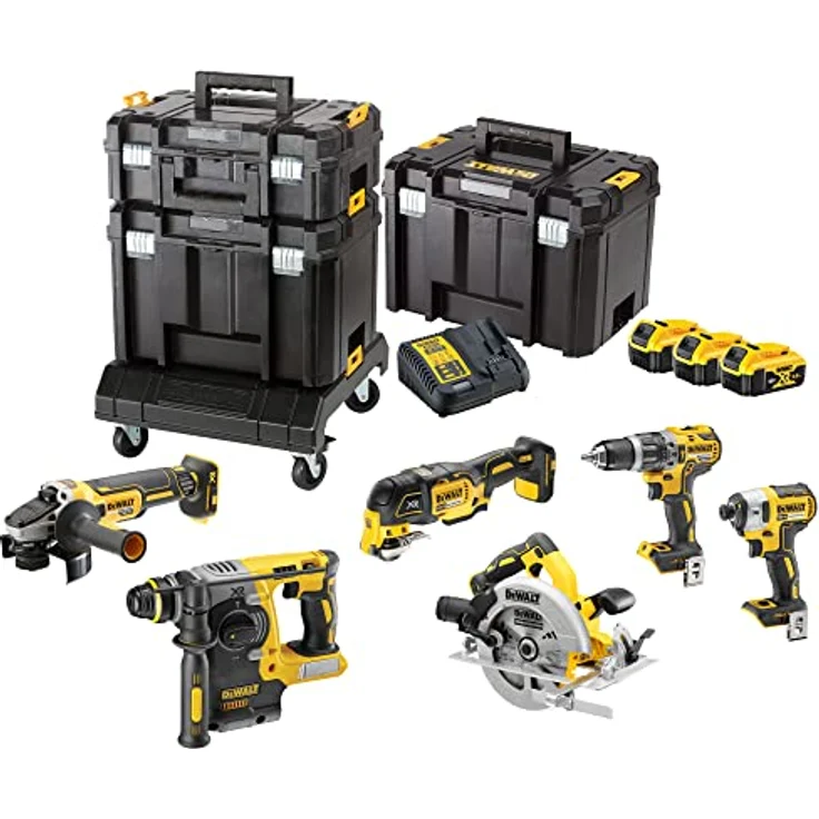 DEWALT DCK685P3T-QW 18V XR Maschinenkit 6 Teile in TSTAK, kohlebürstenlose Schlagbohrmaschine, Schlagschrauber, Multitool, Kreissäge und Bohrhammer - Preisvergleich
