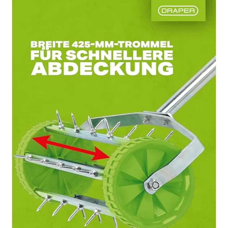 Draper Tools Rollender Rasen-Hand-Vertikutierer 450 mm Grün – Bild 5
