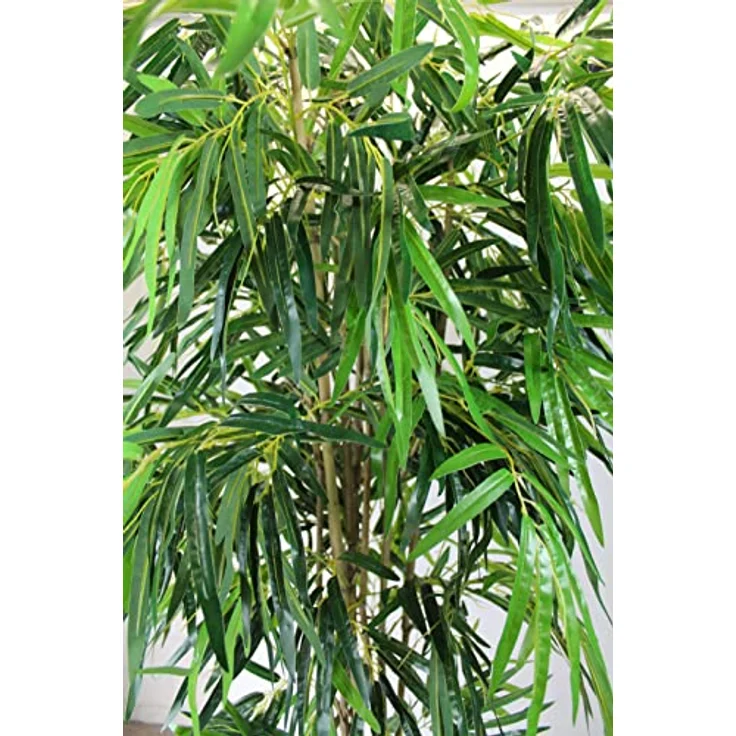Arnusa Großer künstlicher Bambus 190 cm Deluxe Kunstpflanze mit Naturbambusstämmen, künstliche Pflanze Sichtschutz Raumtrenner in realistischer Bambusimitation – Bild 3