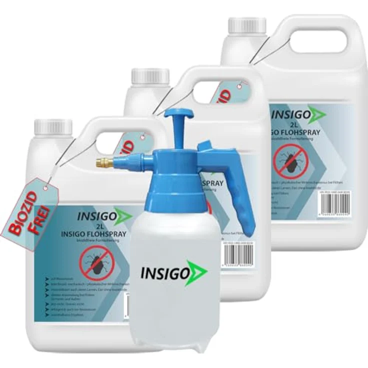 INSIGO Insektenspray Anti Floh-Spray, biozidfreie Formel auf Wasserbasis, geruchsarm, 6 l – Bild 1