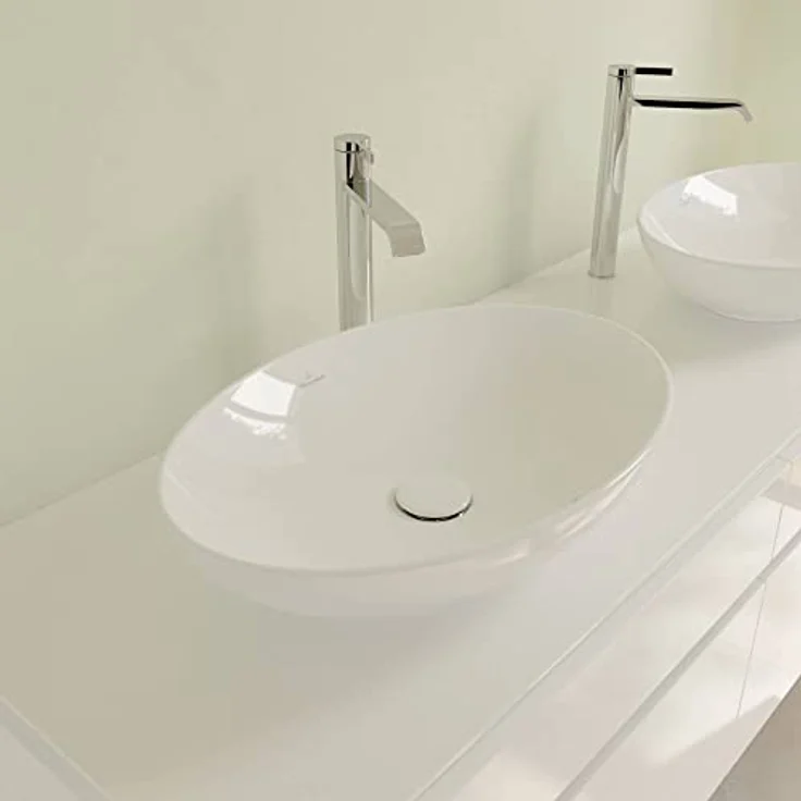 Villeroy & Boch Aufsatzwaschtisch LOOP & FRIENDS, Waschbecken 560x380mm, für wandmontierte Armatur, inklusive Ausschnittschablone, weiß – Bild 5