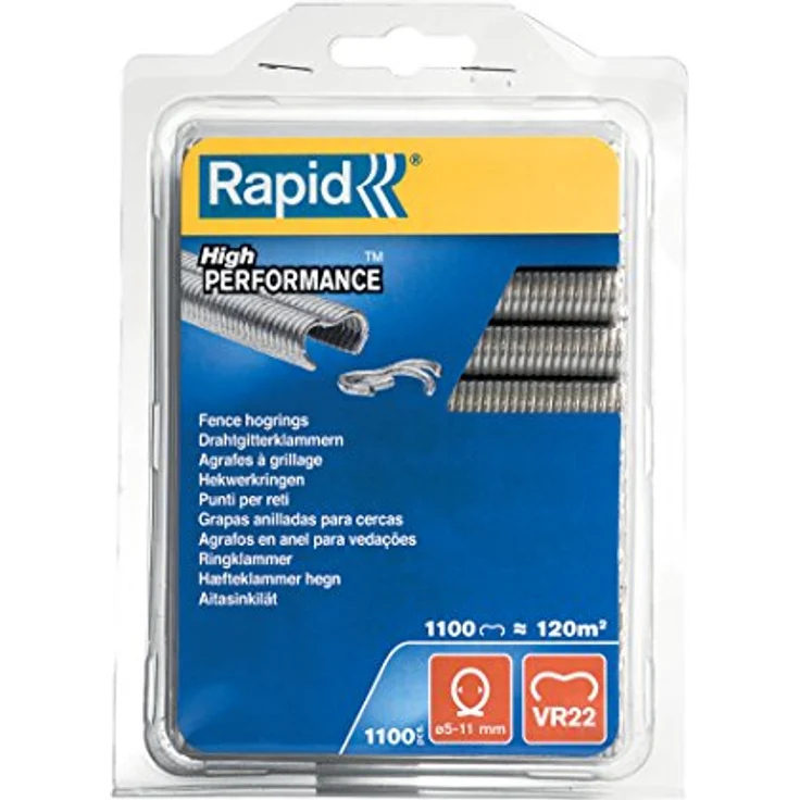 Rapid Zaun-Ringklammern VR22 Verzinkt, 1.100 Stk., zur Befestigung von Spanndrähten und Zäunen, für FP222 un FP20 Zaunzange, 5-11 mm – Bild 1