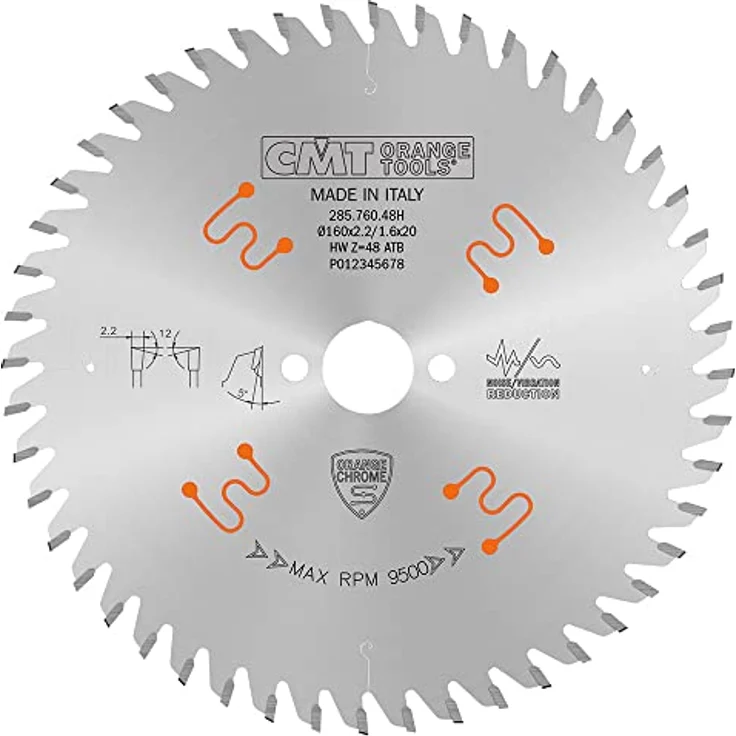 CMT ORANGE TOOLS 285.760.48H, Kreissägeblätter Chrome HW 160x2.2/1.6x20 Z48 ATB 12°, extrem leise dank CMT EXTREME BALANCING – Bild 4