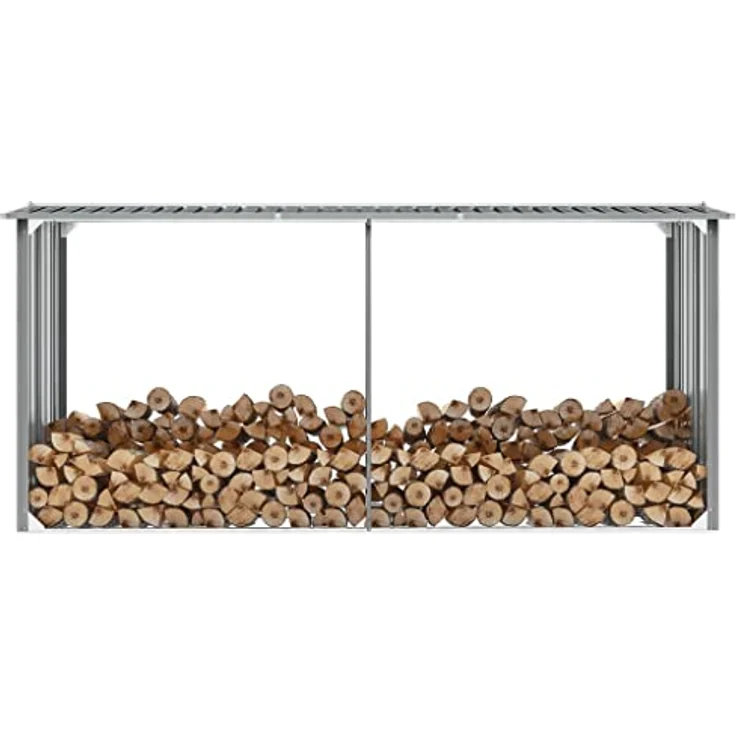 vidaXL Brennholzlager Stahl 330x92x153cm Kaminholzunterstand Brennholzregal – Bild 2
