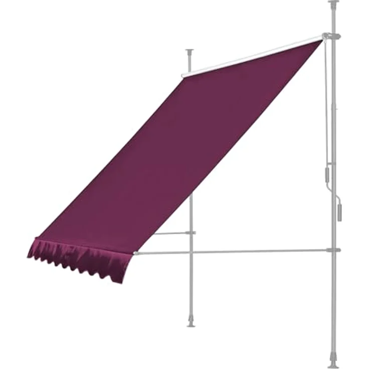 QUICK STAR Ersatzdach für Klemmmarkise 300x130cm, Bordeaux, 100% Polyester, einfache Montage, volanthöhe 18 cm – Bild 4