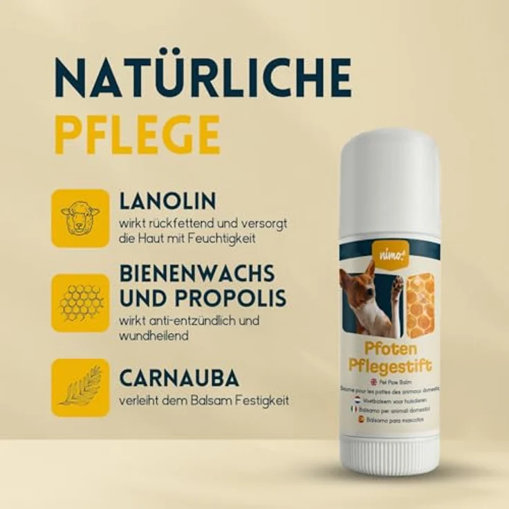 nimo® Pfoten Pflegestift, Pfotenbalsam für Hunde und Katzen mit Bienenwachs & Propolis, Wundschutz für trockene Ballen – Bild 5