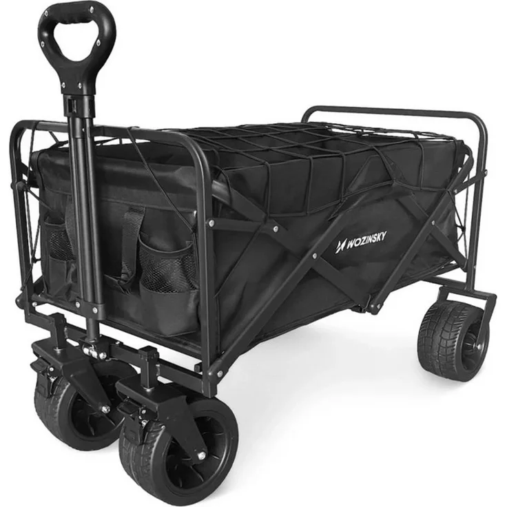 Wozinsky WZP-100, Klappbarer Transportwagen mit Sicherheitsnetz, Tragkraft bis 100 kg, Schwarz