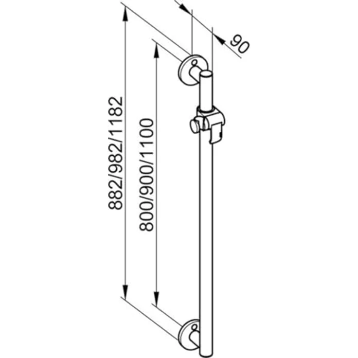 KEUCO Brausestange Plan Care 34912, mit Brauseschieber, verchromt, 982 mm – Bild 2