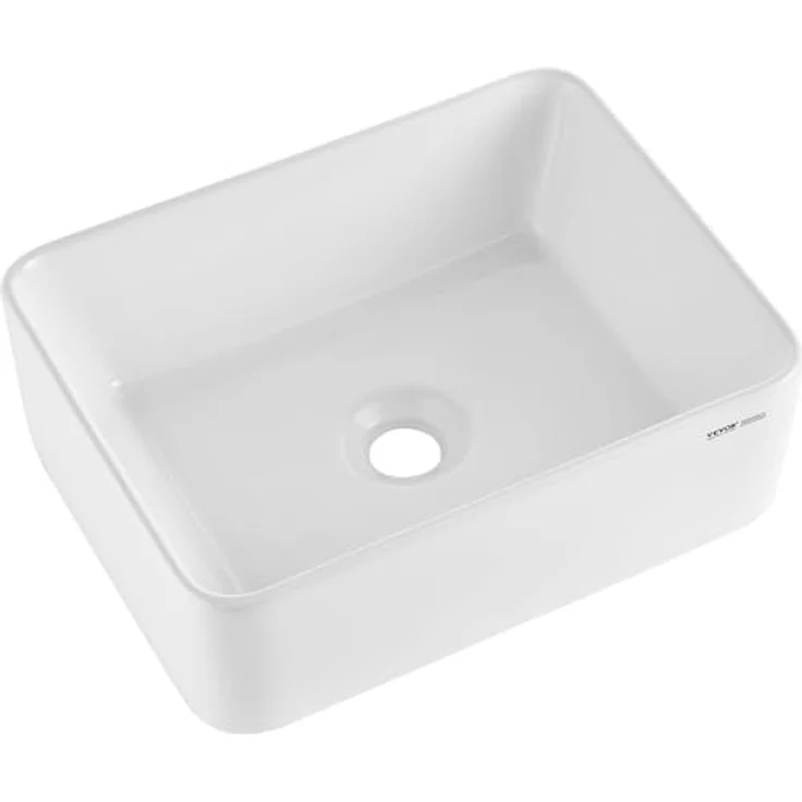 VEVOR Rechteckiges Aufsatzwaschbecken, 406 x 305 x 133 mm, Keramikwaschbecken in modernem Design, helles Weiß, geeignet für Badezimmer, Toiletten, Hotels und Restaurants – Bild 1