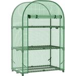 Outsunny Foliengewächshaus Balkon mit 3 Ablagen Mini Gewächshaus Treibhaus Tomatenhaus Pflanzenhaus Frühbeet Metall Grün 80 x 49 x 120 cm