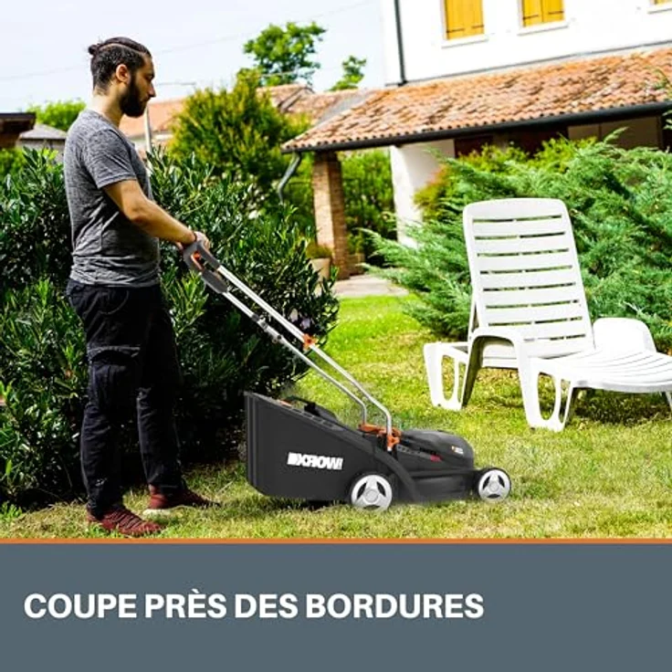 Worx WP733E Akku-Rasenmäher, 20 V, 33 cm Schnittbreite, inkl. 4 Ah Akku und Ladegerät, schwarz-orange, Bürstenloser Motor, Auto Intellicut Technologie – Bild 4