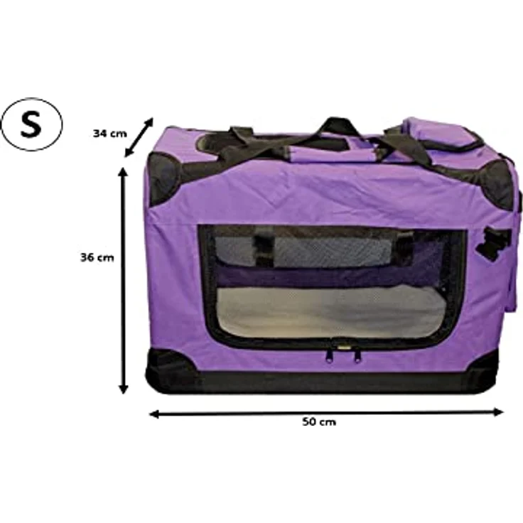 walexo Faltbare Hundebox Hundetransportbox Katzentransportbox Katzenbox (LILA, S) - Metallverstärkung, Oxford Gewebe, 3 Türen, Platzsparend – Bild 2